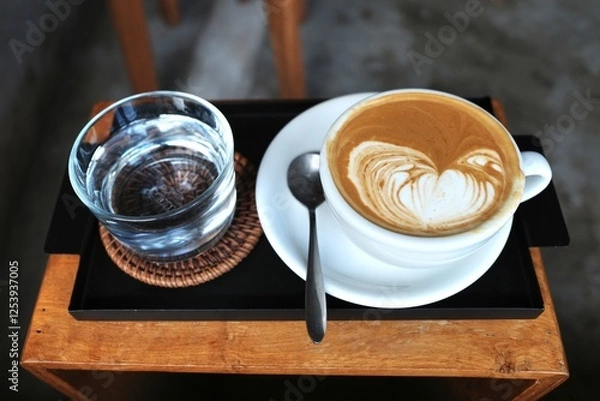 Obraz Hot Coffee Latte Recipe at cofee shop