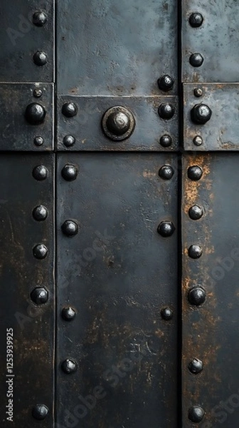 Fototapeta Old metal door with rivets. Background and texture for design.