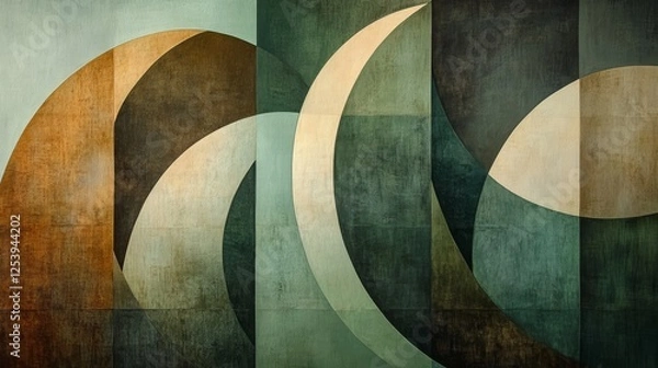 Obraz Abstract geometric shapes create an intriguing harmonious pattern in greens