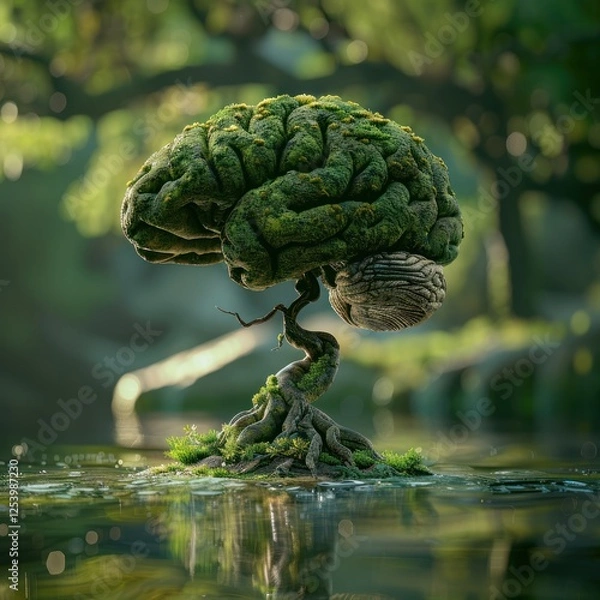 Fototapeta A Brain-Shaped Tree in a Lush Forest