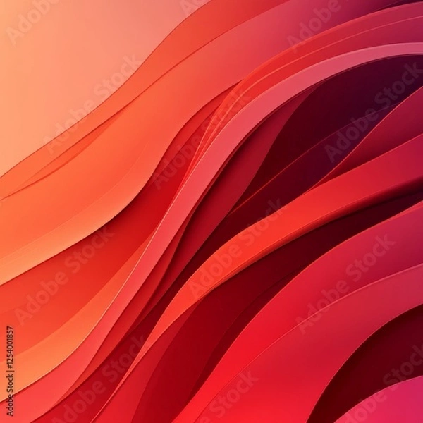 Fototapeta Smooth red waves creating an abstract and modern background