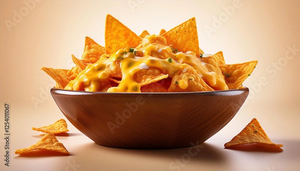 Fototapeta cheese nachos in a bowl isolated on background