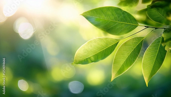 Fototapeta horizontal shot of blurred inexperienced history plants of tree leaves on summer time sunny day inexperienced natural environment and ecology safety