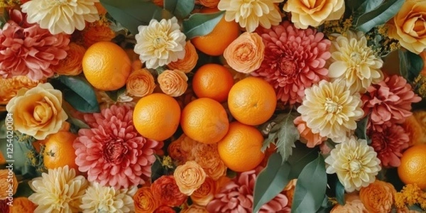 Obraz Oranges with flowers