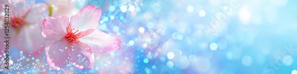 Obraz Spring blossoms against a vibrant blue background