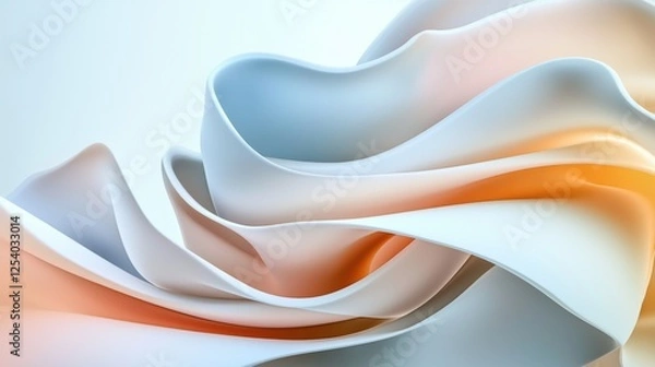 Fototapeta Abstract 3D minimalist background with floating organic shapes, soft matte textures, trendy pastel color palette, smooth lighting and depth, futuristic yet elegant composition