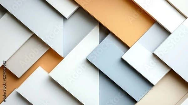 Fototapeta Minimalist abstract with geometric shapes, soft shadows, muted earthy tones, perfect symmetry, clean and modern aesthetic