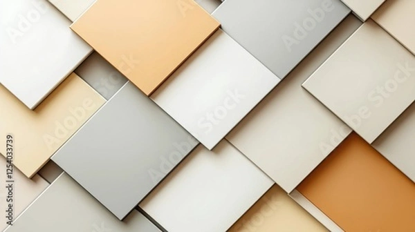 Fototapeta Minimalist abstract background with geometric shapes, soft shadows, muted earthy tones, perfect symmetry