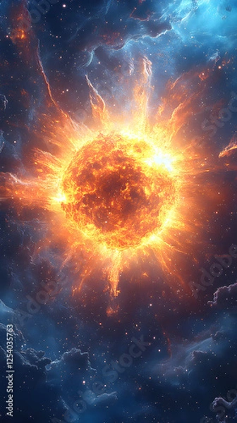Fototapeta Spectacular Solar Explosion: Celestial Event in Vibrant Cosmic Universe