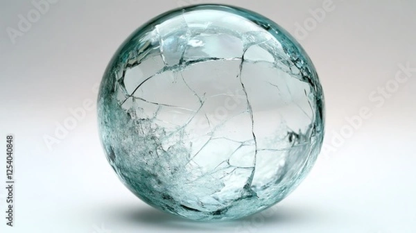 Fototapeta Broken glass sphere representing fragility and destruction