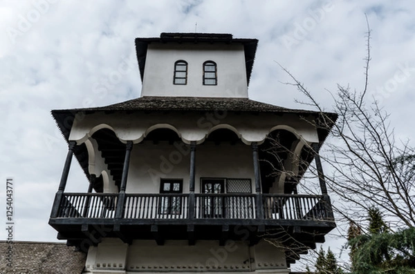 Fototapeta The Bellu Mansion Museum, one of the most beautiful in Wallachia, built in the old Romanian architectural style. Urlati, Prahova, Romania.