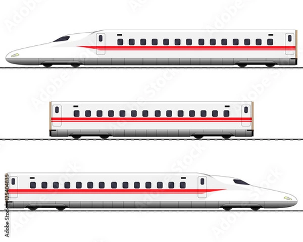 Fototapeta Passenger express train. Railway carriage. bullet