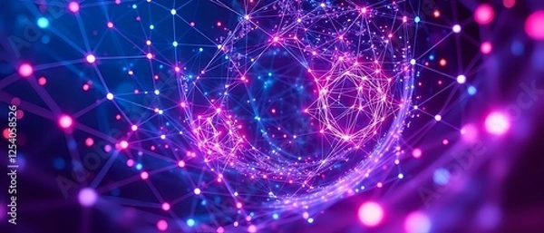 Obraz Abstract Node Network Background | Glowing Node Stock Photos