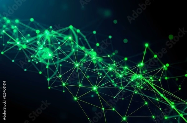 Fototapeta Abstract Digital Neural Network Background: Futuristic Design with Neon Lights