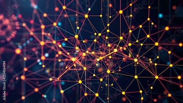 Fototapeta Abstract Tech Network Design: 16:9 Grid Pattern with Intricate Lines & Vibrant Colors