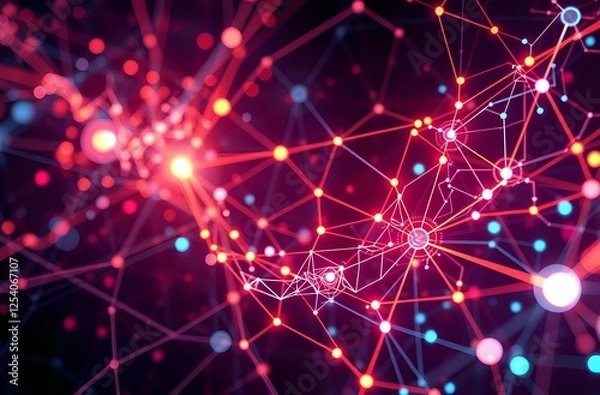 Fototapeta Stellar Networking: Constellation of Red and White Dots