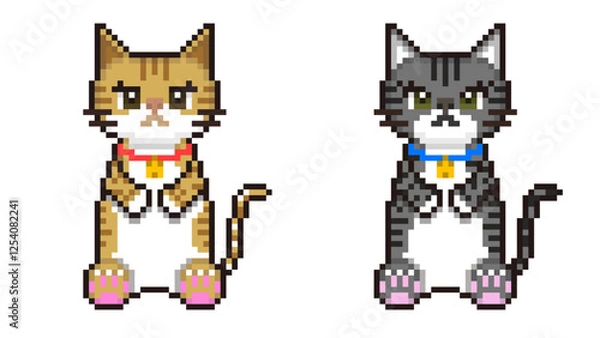 Fototapeta 猫 ドット絵 ベクターイラスト 動物 可愛い レトロ 8bit  (.AI)