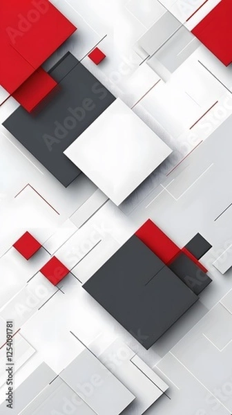 Fototapeta A white background with gray and red squares, forming an X shape
