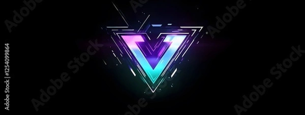 Fototapeta A dark background with an illuminated V shape at the bottom
