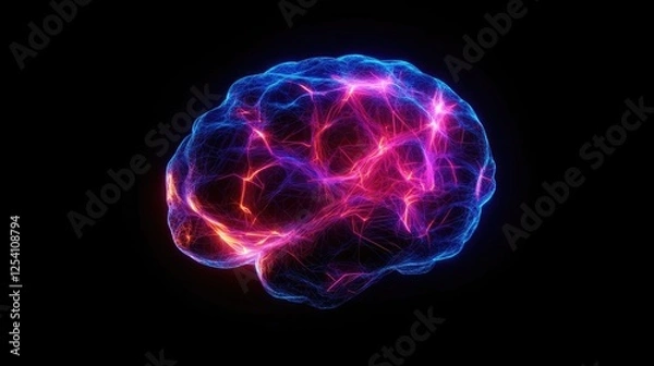 Fototapeta AI-Powered Neural Network Visualization with Glowing Data Streams