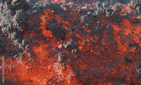 Fototapeta Red glowing lava flow