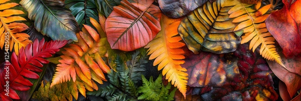 Fototapeta Nature's Palette: A Symphony of Leaves in Seasonal Transformation