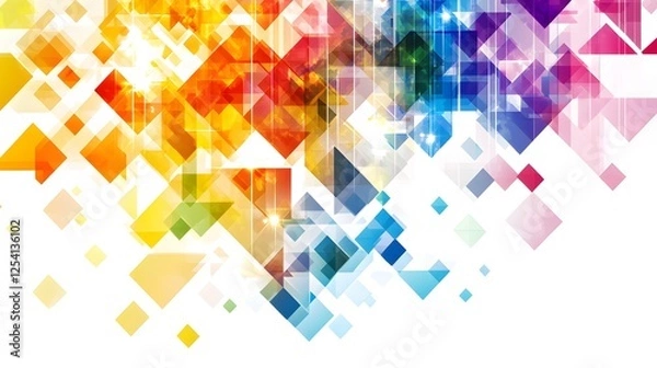 Fototapeta Vector background with colorful triangles and squares on a white background
