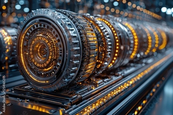 Fototapeta gearboxes and bearings in the section. contemporary mechanical systems in industry and transportation