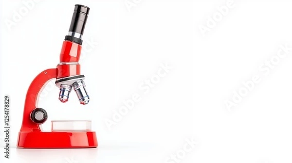 Fototapeta 3D Rendered Red Microscope on White Background