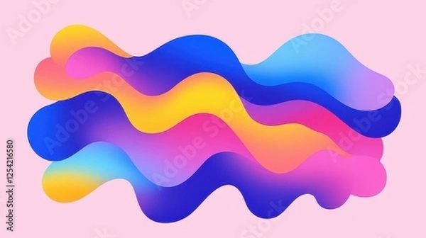 Fototapeta Explore a colorful minimalist design featuring fine line ink and a captivating pastel gradient optical illusion.