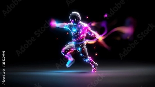 Obraz Abstract Digital Art Figure In Motion With Glowing Colors