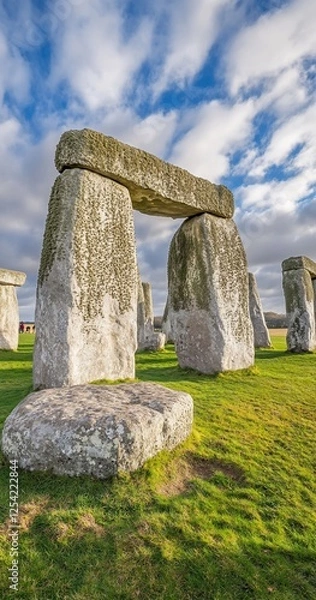 Obraz Stonehenge, England Ancient stones under a bright sky.  Background Grassy field. Use Travel/History