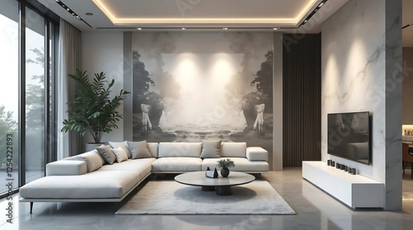 Obraz living room with fireplace