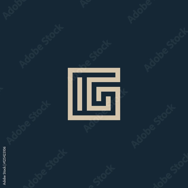 Fototapeta Unusual geometric letter G. Architecture vector logo. Isolated monogram.
