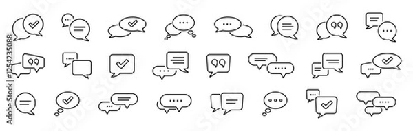 Fototapeta Speech bubble, chat icons set. Message, dialogue symbols collection. Vector outline icon