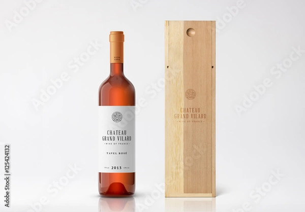 Obraz Wine Bottle and Box Mockup