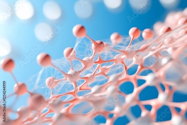 Fototapeta Abstract representation of molecular structures with a blue background.