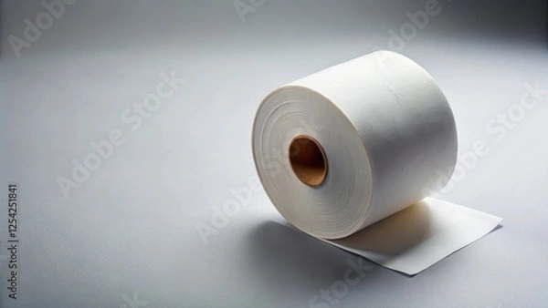 Fototapeta Roll of thermal paper on gray background, office supply, administrative tasks