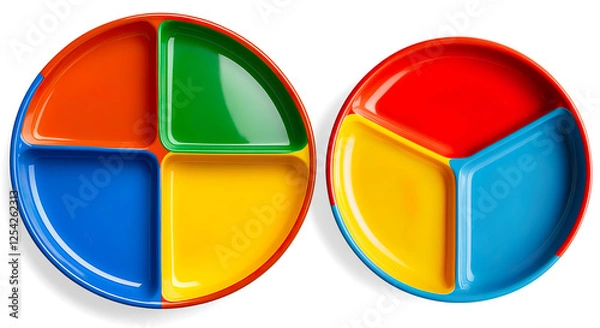 Fototapeta Colorful Divided Plate with Four Sections on a Transparent Background