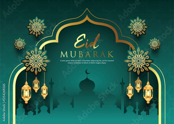 Obraz Eid Mubarak design. Eid al Fitr illustration