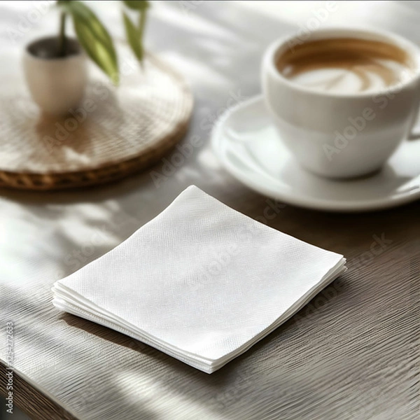 Obraz cafe napkin mockup for a coffee shop white napkin