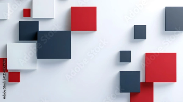 Obraz Abstract Geometric Background with Red, White, and Blue Cubes