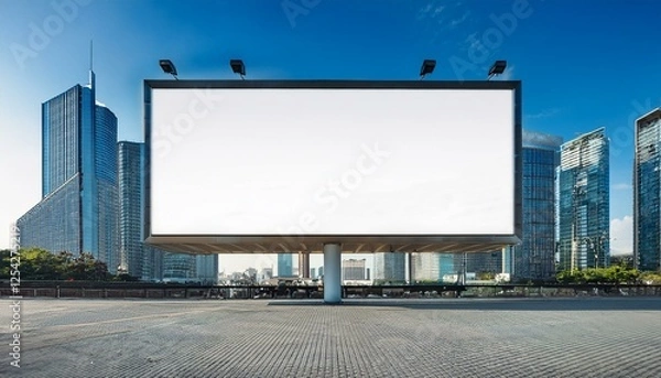 Fototapeta 都市の歩行者エリアにある大型ビルボード広告モックアップ | ブランド・企業向け

