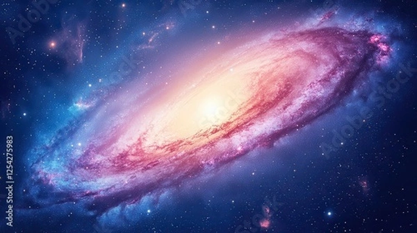 Obraz Spiral galaxy, cosmic dust, star formation, deep space, background nebula, astronomy image