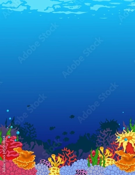 Fototapeta beauty corals with underwater view background