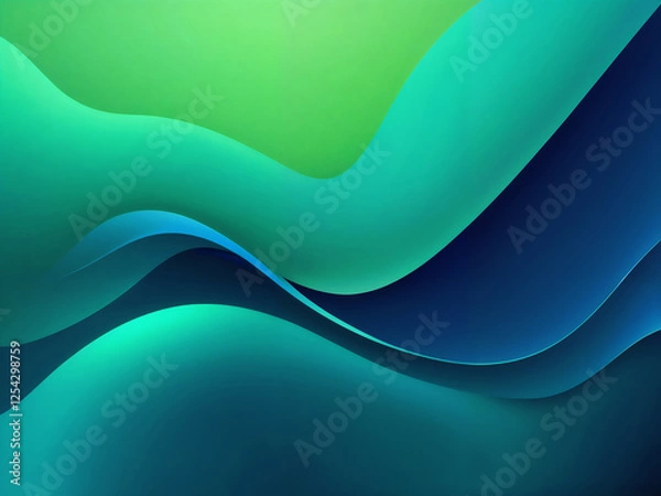 Fototapeta Abstract glow wave Green and blue gradient background illustration