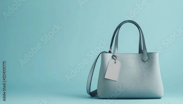 Fototapeta Elegant Light Blue Handbag on a Pastel Background