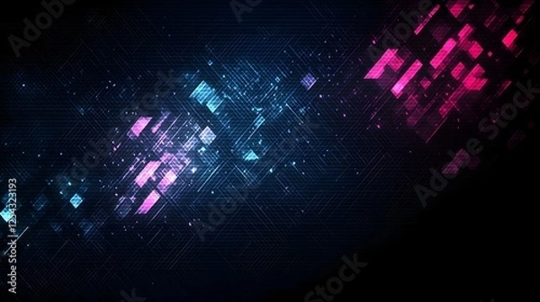 Fototapeta Glowing Geometric Fractal Patterns in a Futuristic Digital Landscape with Vibrant Neon Lights and Luminous Shapes