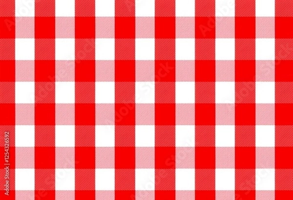Fototapeta Red and White Tartan Pattern: Seamless Repeating Design for Fabric Printing, Digital Backgrounds, and Vintage Textile Projects.

