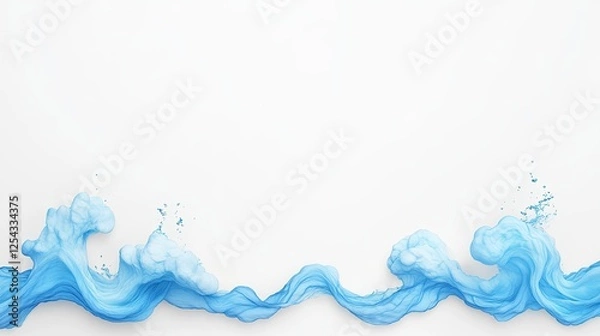 Fototapeta Abstract blue wave design flowing across a white background, suitable for creative projects